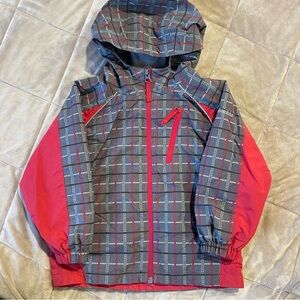 Columbia Kids' Plaid Red and Gray Raincoat
